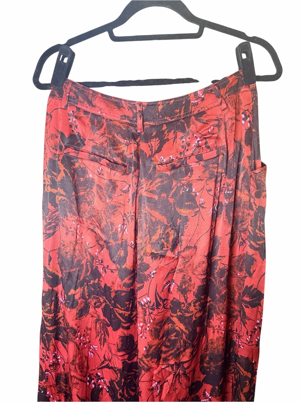 Anthropologie Floral Wide Leg Trousers Red Black Viscose Boho Pants 4 - Picture 5 of 11